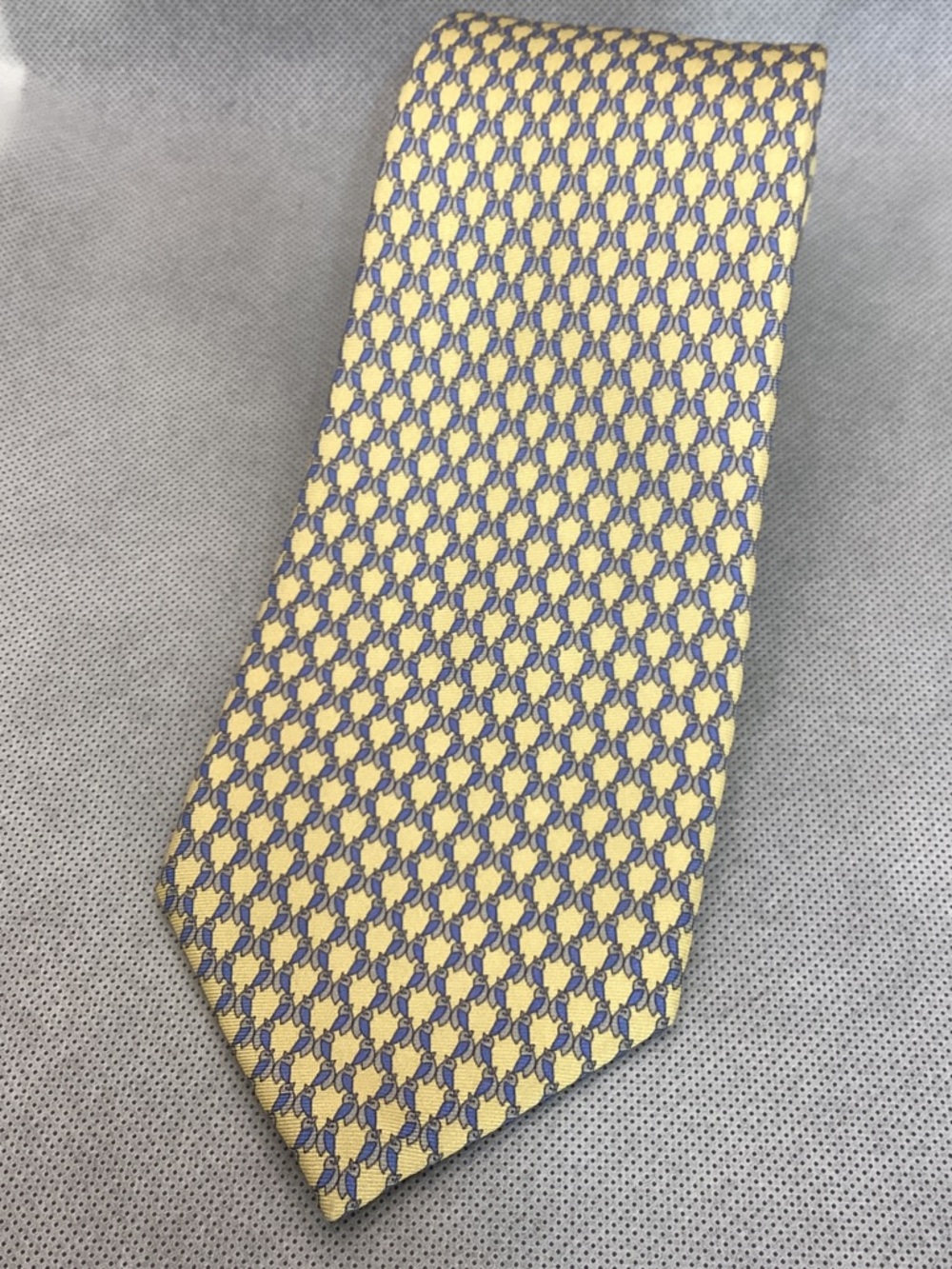 Daniel Cremieux Limited Edition Silk Tie Yellow Blue Bird Pattern Italy